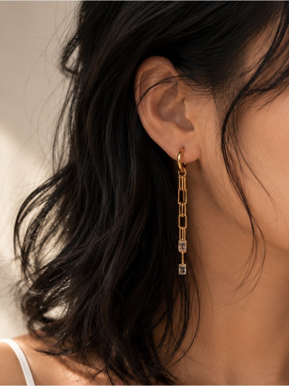 18K Gold Plated Chain Tassel Dangle Earrings